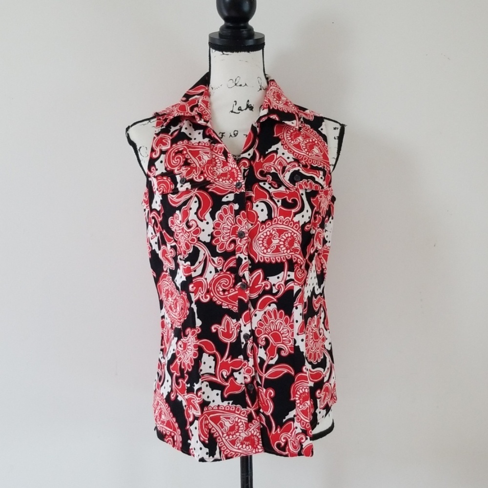 VTG. Van Heusen studio sleeve less button blouse - Picture 8 of 8